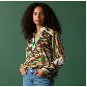 Ramona LaRue By Arianne Abstract Print Dolman Sleeve Blouse XS Made in USA